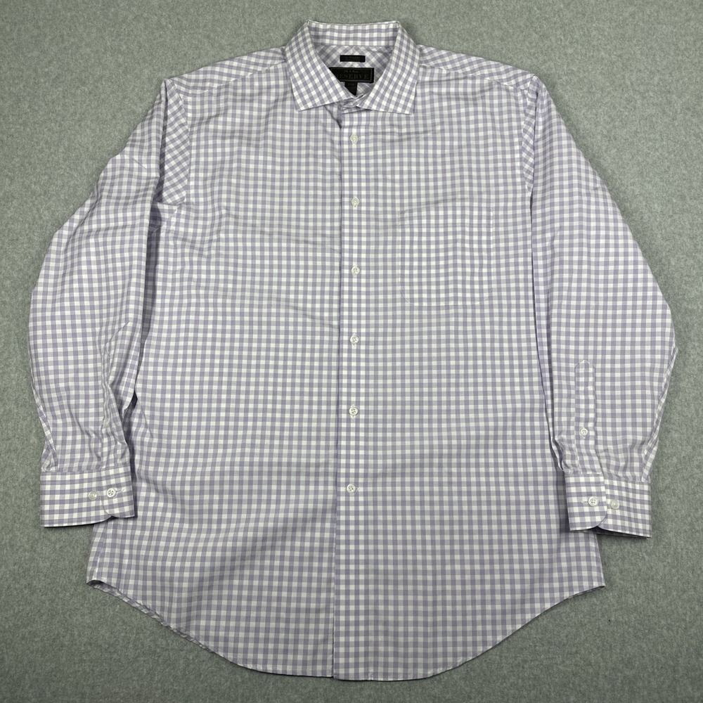 Jos A Bank Reserve Button Up Dress Shirt Men's 17 34 Tailored Fit Purple Check
